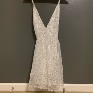 White sequined mini dress